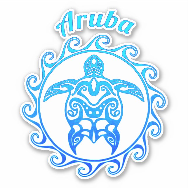 Adesivo Tartaruga Tribal do Oceano Azul Aruba (Frente)