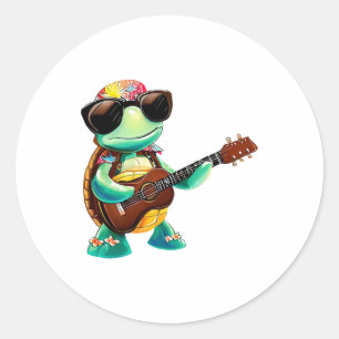 Adesivo Tartaruga tropical com guitarra