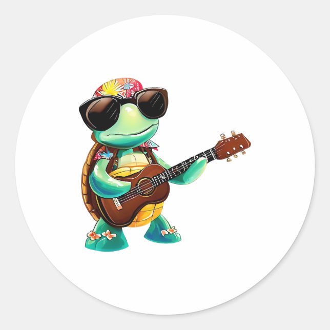 Adesivo Tartaruga tropical com guitarra (Frente)