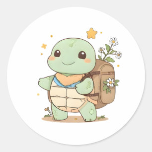Adesivo Tartaruga Viajante de Aventura Fofa Design Kawaii