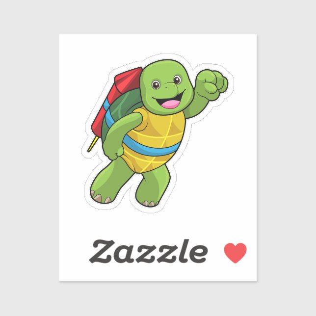 Adesivo Tartaruga voando com foguete (Folha)