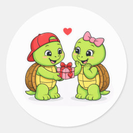 Adesivo Tartarugas trocando um presente de amor