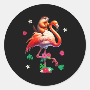 Adesivo Tatu-bola Montado em Fantasia de Flamingo Família 