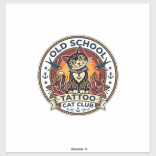Adesivo Tatuagem Antiga Escola Gato Cute Kitty Design - An
