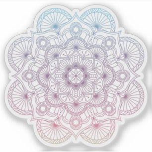 Adesivo Tatuagem azul roxo tirado da mandala mão retro