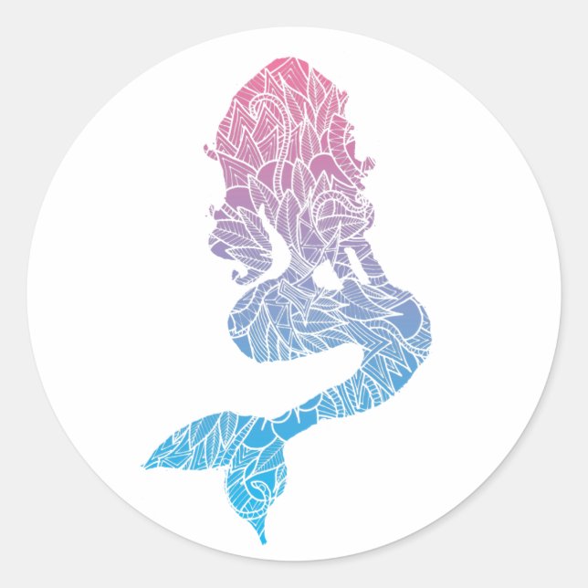 Adesivo Tatuagem da sereia Abstrato azul e rosa (Frente)