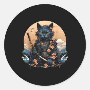 Adesivo Tatuagem de Camisa de Gato de Samurai Japonês Boni