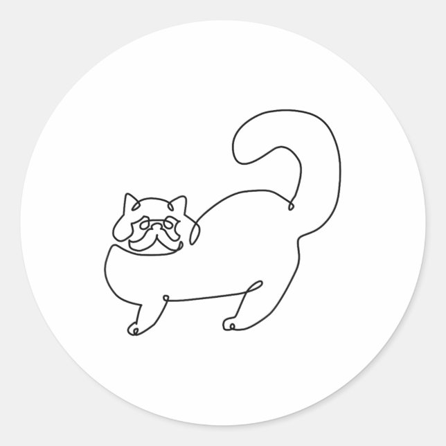 Adesivo Tatuagem de Cat Persa com Uma Linha _1 (Frente)