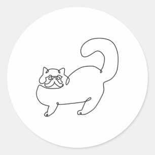 Adesivo Tatuagem de Cat Persa com Uma Linha _1