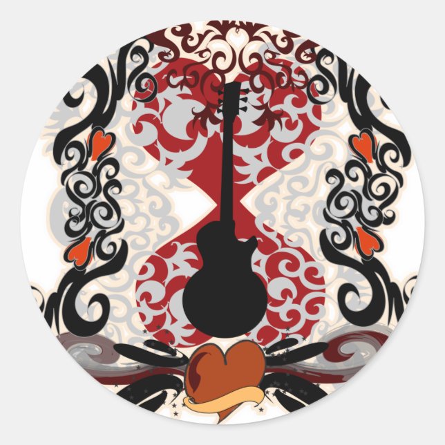 Adesivo Tatuagem de Guitarra (Frente)