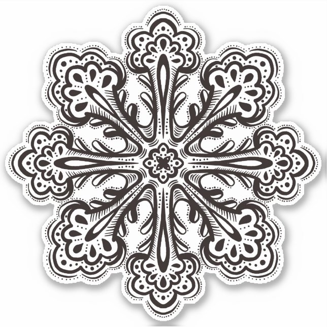 Adesivo Tatuagem de inverno decorativa com floco de neve d (Frente)