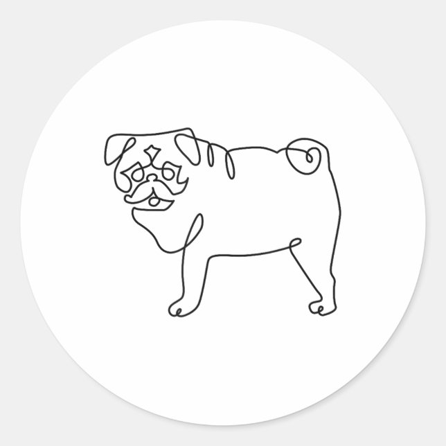Adesivo Tatuagem de Pug de Uma Linha _1 (Frente)