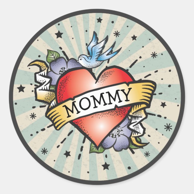 Adesivo Tatuagem de Rock and Roll Heart (Frente)