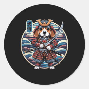 Adesivo Tatuagem do cão Samurai japonês, Beagle Kawaii Nin