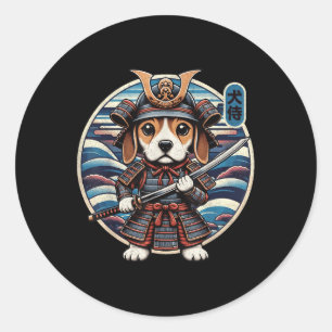 Adesivo Tatuagem do cão Samurai japonês, Beagle Kawaii Nin