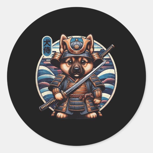Adesivo Tatuagem do cão Samurai japonês, German shepherd K (Frente)