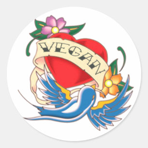 Adesivo Tatuagem do coração do Vegan