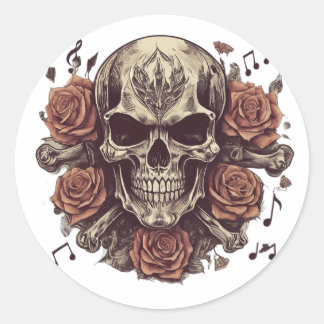 Adesivo tatuagem rock and roll-themed com crânio