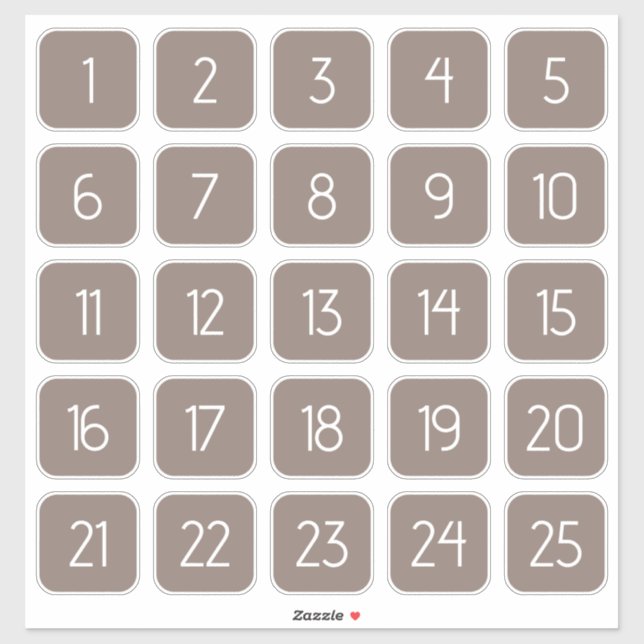 Adesivo Taupe Gray Customizable Square Number Stickers  (Folha)