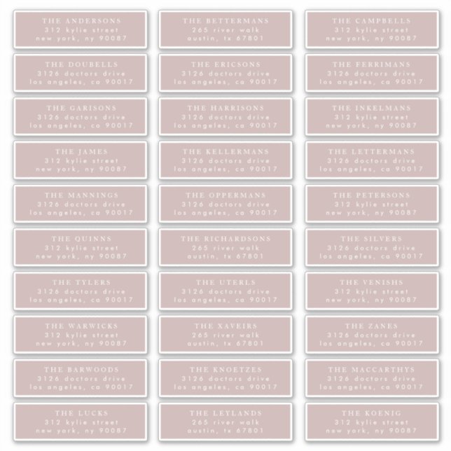 Adesivo Taupe Rosa Simples e Caligrafia Moderna Branca (Frente)