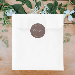 Adesivo Taupe Stylized Wedding Obrigado