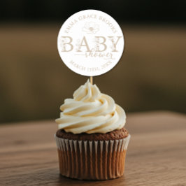 Adesivo Taupe Wildflower Baby Shower Round Favor Sticker