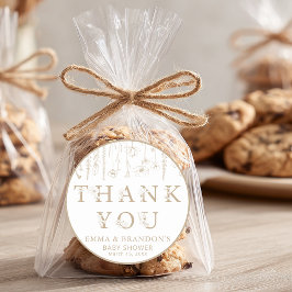 Adesivo Taupe Wildflower Baby Shower Thank You Stickers