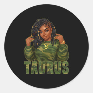 Adesivo Taurus Queen Lock Black Woman Camo Sinal Zodiac