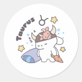 Adesivo Taurus Zodiac Dreamer - Cute Sleepy Bunny