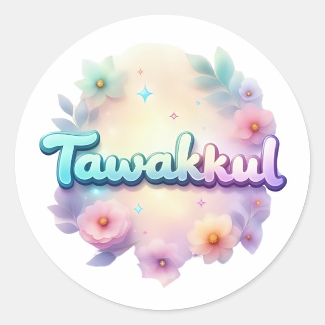 Adesivo Tawakkul Pastel Kawaii Style Sticker - Mot Islâmic (Frente)