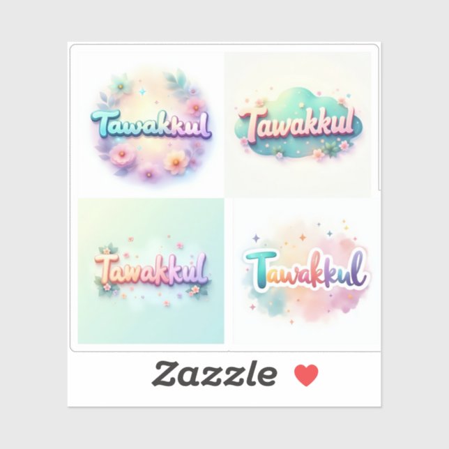 Adesivo Tawakkul Pastel Kawaii Style Sticker - Mot Islâmic (Folha)