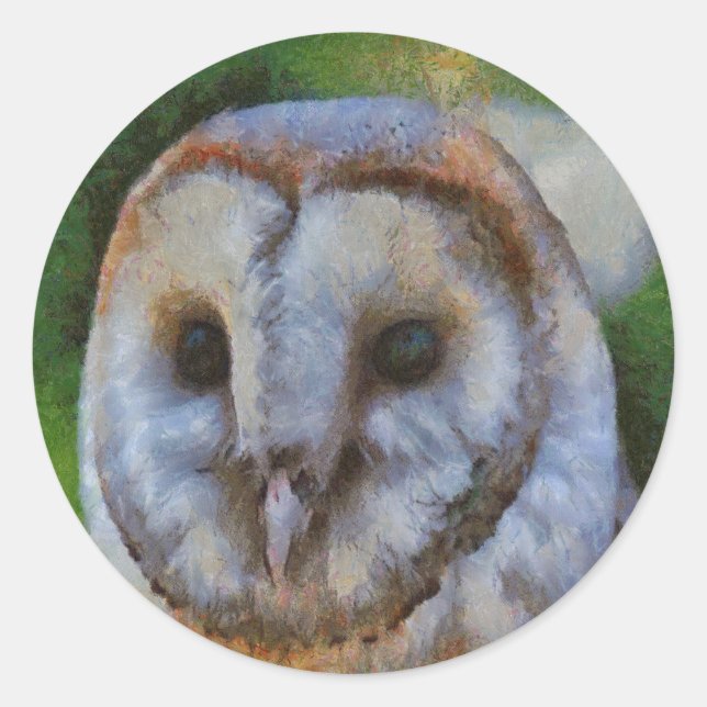 Adesivo Tawny Owl Em Arte Pointilística (Frente)