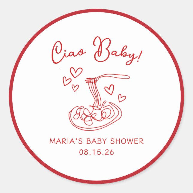 Adesivo Tchau, bebê! Chá de fraldas de massas italianas de (Frente)