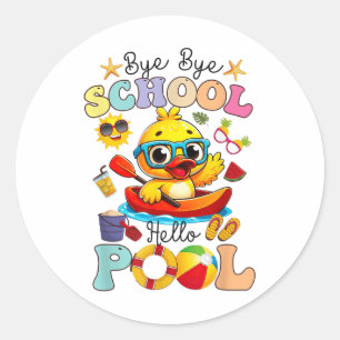 Adesivo Tchau Escola Alô Piscina Verão Breve Pato Engraçad