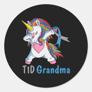 Adesivo Td1 Vovó Que Dabbing Unicorn Tipo 1 Diabetes Aware