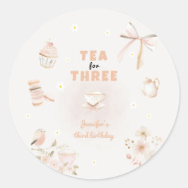 Adesivo Tea for Three Birthday Invitation for Girls