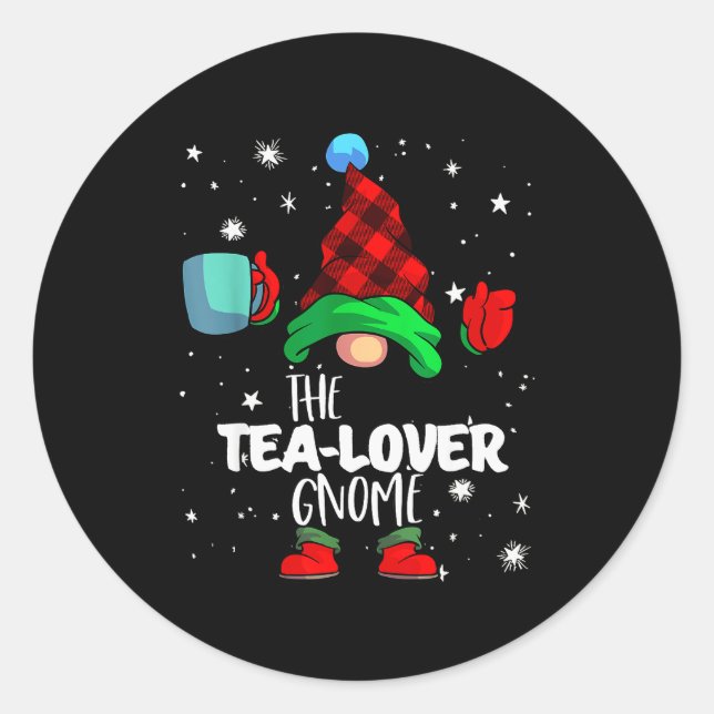 Adesivo Tea Lover Gnome Red Buffalo Plaid Matching Family  (Frente)