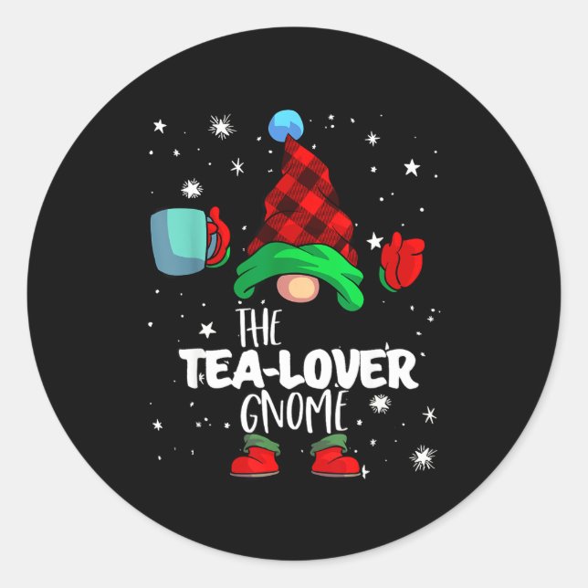 Adesivo Tea Lover Gnome Red Buffalo Plaid Matching Family  (Frente)