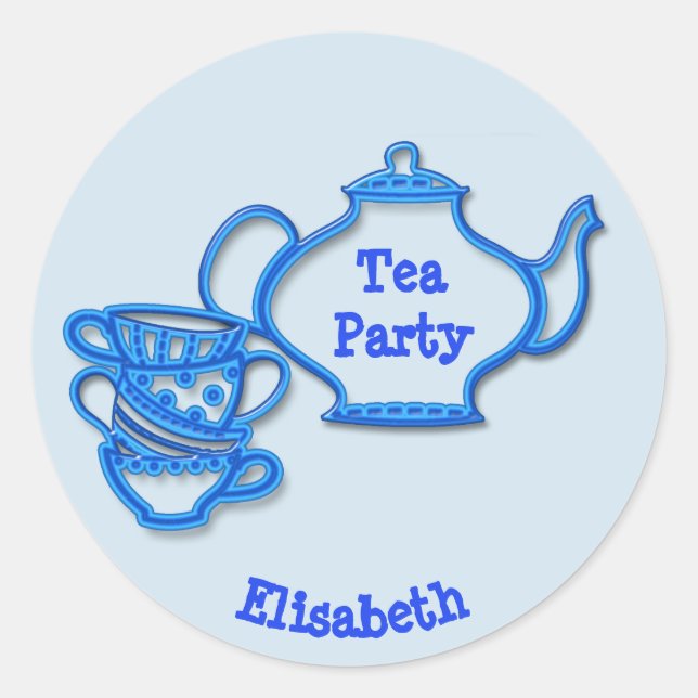 Adesivo Tea Party com Kettle e Cups (Frente)