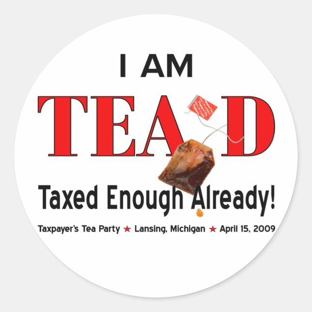 Adesivo Tea Party TEA-d Sticker - Michigan (Frente)
