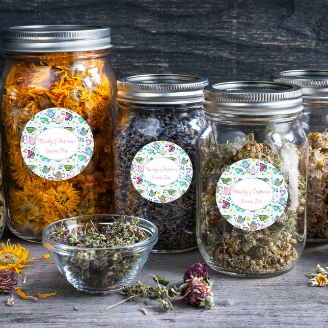 Adesivo Tea Personalizada com Padrão de Festa de Chá Alto (Criador carregado)