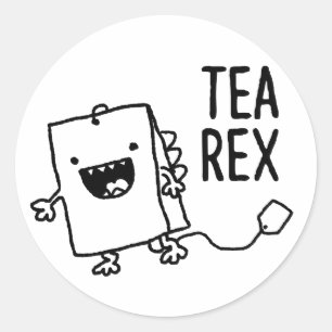 Adesivo Tea Rex Tea Bag Engraçado Cartoon Pun