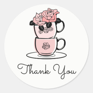 Adesivo Tea Teacup Obrigado Chá de panela Favor Sticker