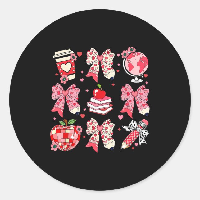 Adesivo Teaching Is A Work Of Heart Pencil Bow Teacher Val (Frente)