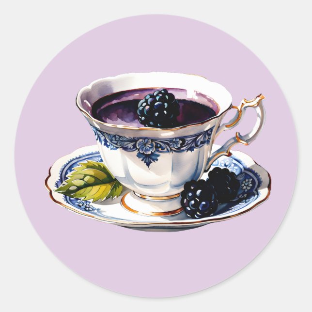 Adesivo Teacup Pastel Elegance Blackberry & Blooms (Frente)