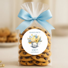 Adesivo Teacup Yellow Blue Flowers 100º aniversário