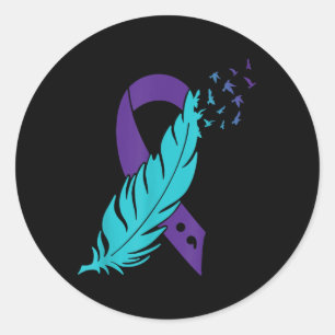 Adesivo Teal & Suicídio de Semicolão de Folha Roxa
