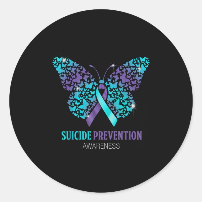 Adesivo Teal And Purple Butterfly Suicide Prevention Aware (Frente)