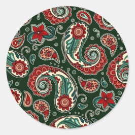 Adesivo Teal and Red Paisley Sticker Set