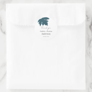 Adesivo Teal Autumn Maple Leaf Wedes Favoritos Obrigado